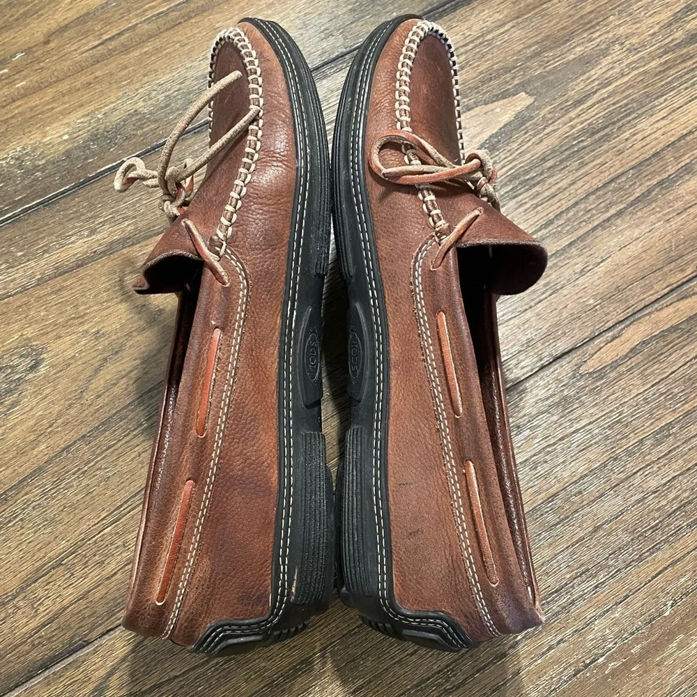 Tod’s Brown Leather Driving Loafers Men’s 9.5 (Estimated) Lace Moccasins Italy